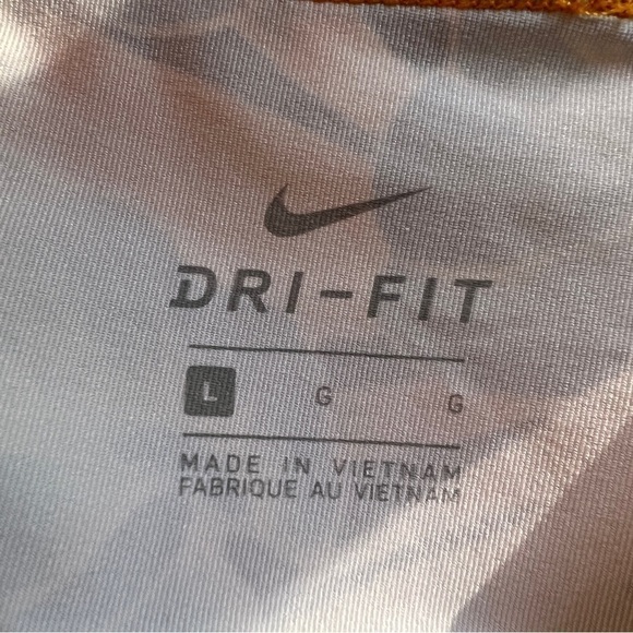 NIKE PRO GIRLS Bright Tropical print Leggings. Size Large. Orange top stitching - Picture 5 of 6